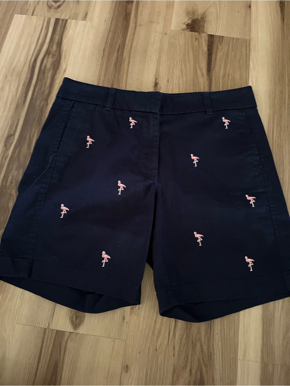 J.Crew Gramercy Shorts Blue With Pink Flamingos Women 4